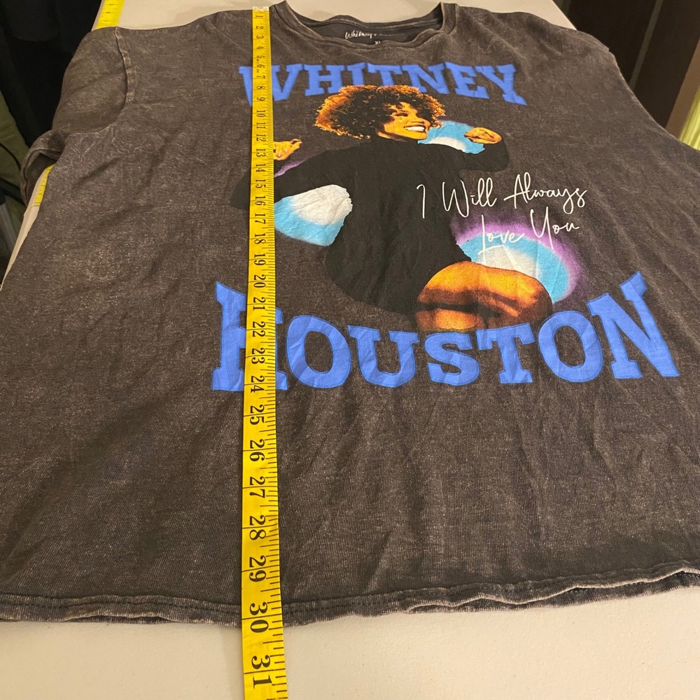 Whitney Houston Graphic T-Shirt XL "I Will Always Love You" Black Wash Slim Fit - Picture 9 of 11